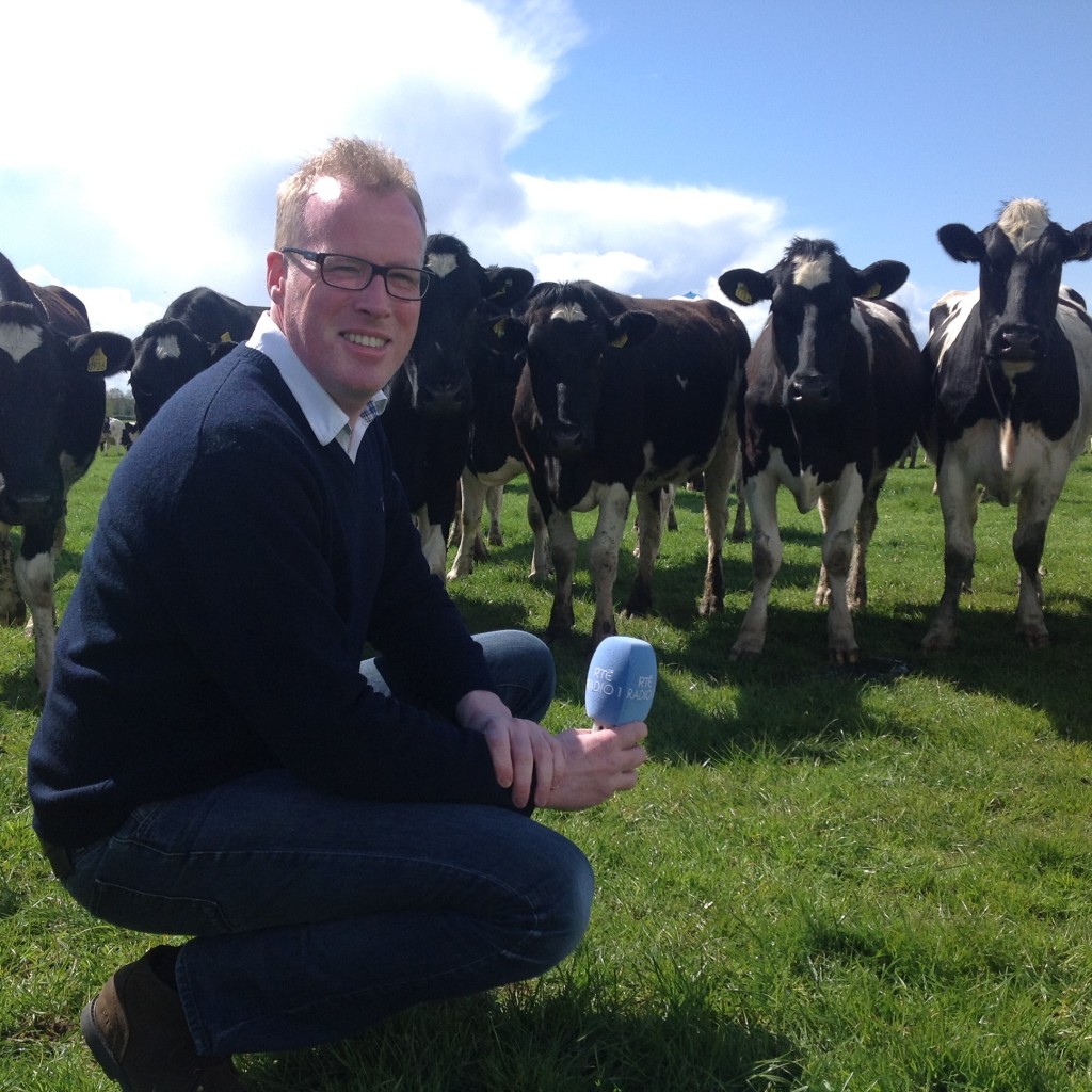damien oreilly presenter of rte radio one countrywide on farm with herdwatch